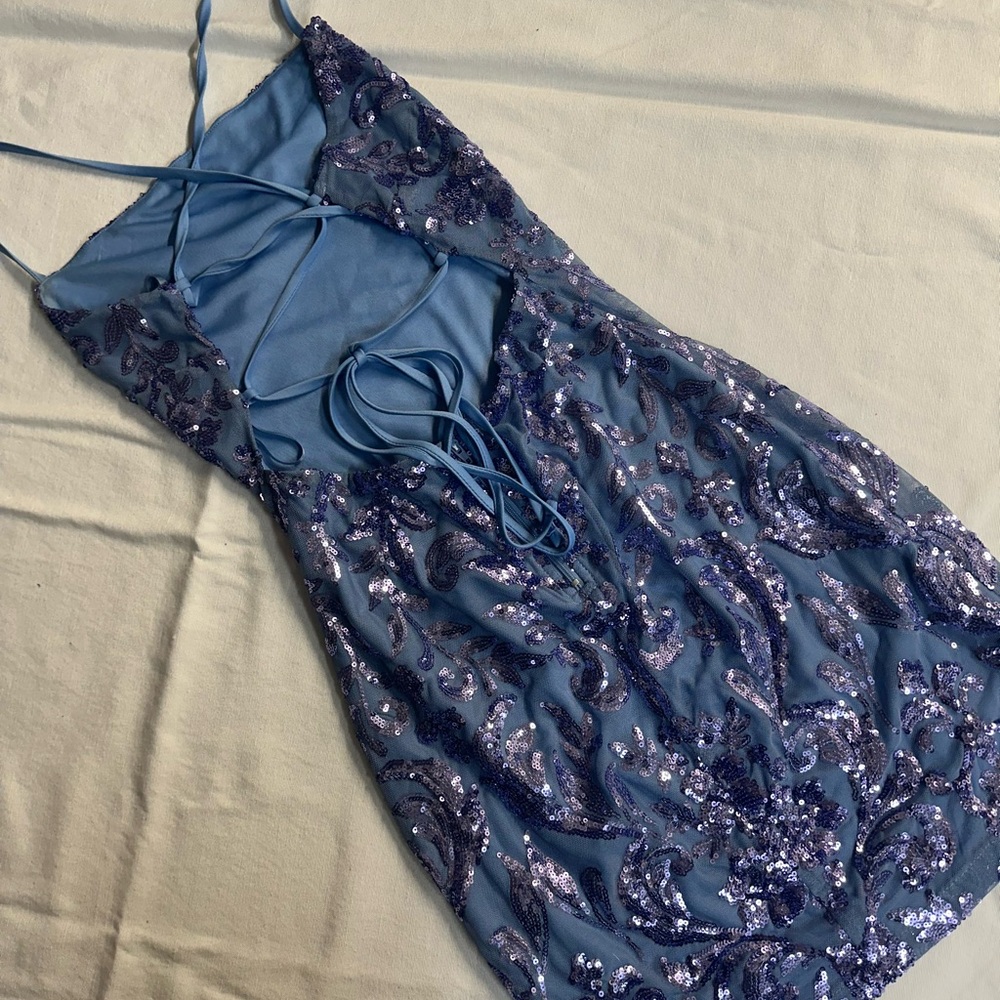 Windsor Strapless Navy Sequin Dress - Picture 6 of 14